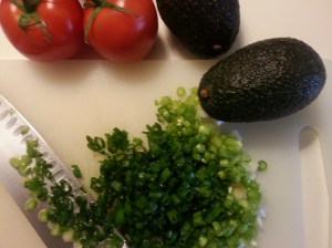 Fresh fixins to go into a pot of soup.